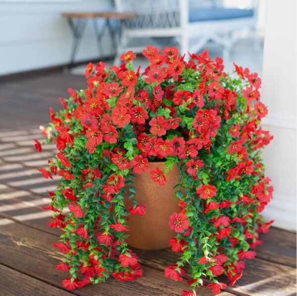 durable red fake daisy hanging plants ideal for home and garden decor